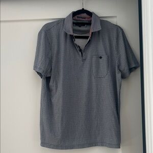 Ted Baker Blue Patterned Collared T Shirt